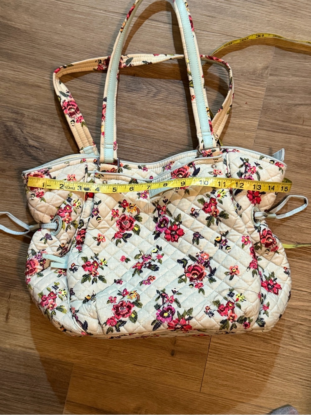 Vera Bradley Quilted Floral Tote with Light Blue Accents – Classic Floral Print - Picture 8 of 10
